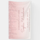 2026 Roze Glitter Drip Afstudeerbanner Spandoek (Verticaal)