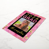 2026 Roze Gouden Waterverf Kunst Foto Afstudeercer Folie Uitnodiging (Gedraaid)