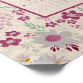 2026 Roze Grijs Bloempatroon Agenda Poster (Hoek)
