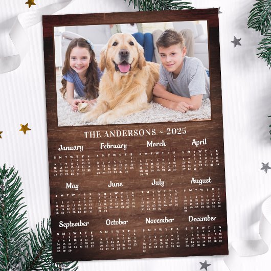 2026 Rustieke Familie Huisdier Hond 12 Maand Fotok Feestdagenkaart