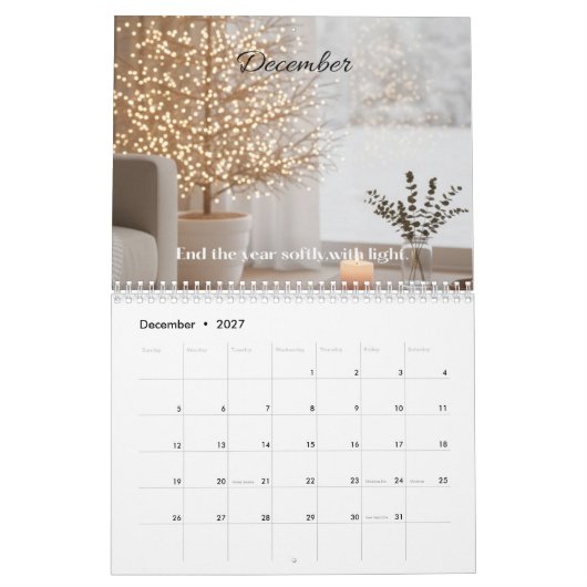 2026 Rustige Kalender — Minimalistische Zachte Est (Dec 2027)