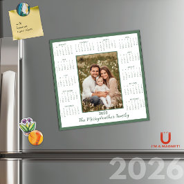 2026 Sage Groene Foto Magnetische Kalender