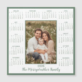 2026 Sage Groene Foto Magnetische Kalender (Voorkant)