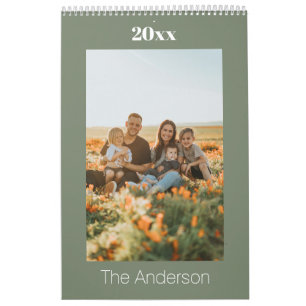 2026 Saliegroen Aangepaste Familie Foto Kalender