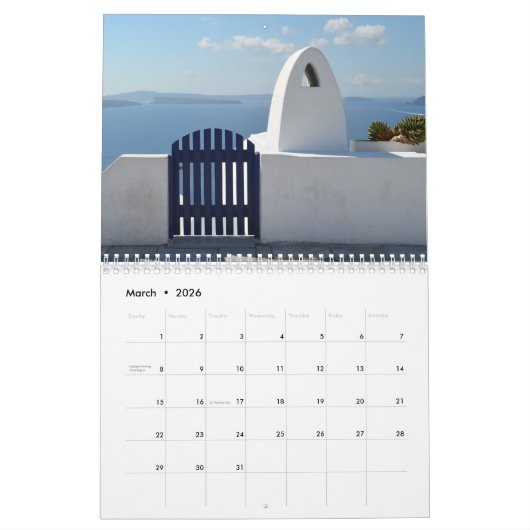 2026 Santorini Griekse Eilandkalender Kalender (Mar 2026)