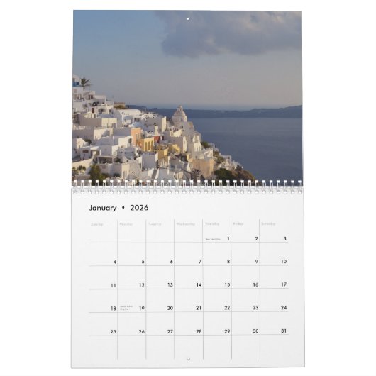 2026 Santorini Griekse Eilandkalender Kalender (Jan 2026)