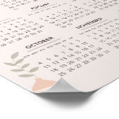2026 Scandinavische Kalender Boho Esthetiek Beige Poster (Hoek)