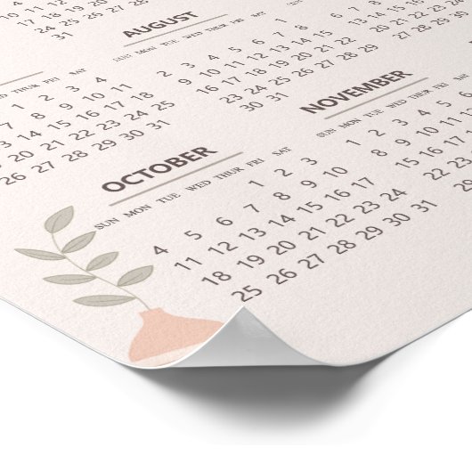 2026 Scandinavische Kalender Boho Esthetiek Beige Poster (Hoek)