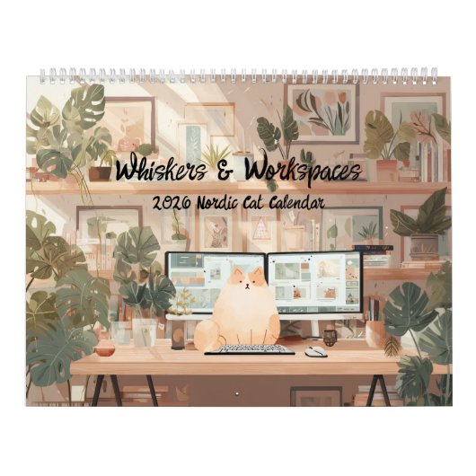 2026 Scandinavische kantoor katten muurkalender Kalender (Hoes)