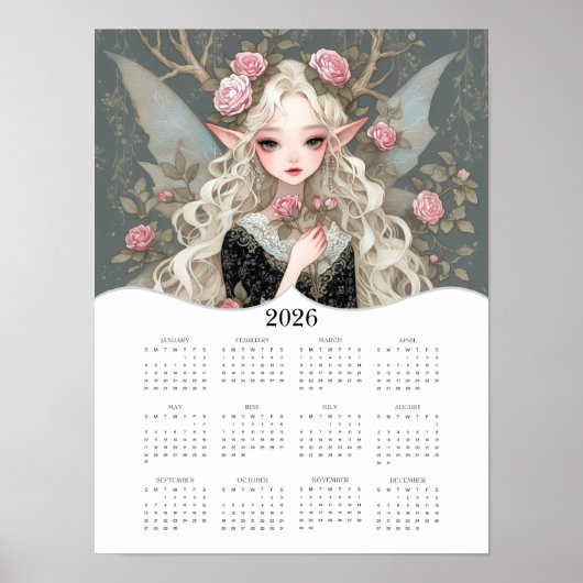 2026 Schattigee Fairy Fantasy Art Volledige jaarka Poster (Voorkant)