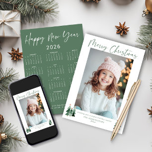 2026 Schattigee Sage Green Kerstboom Fotokalender Feestdagenkaart