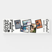 2026 Schets 5 Foto Zwart & Wit Afstudeerfeest Spandoek (Horizontaal)
