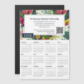 2026 Schriftkalender Magneet Floral Church Gift (Voorkant / Achterkant)