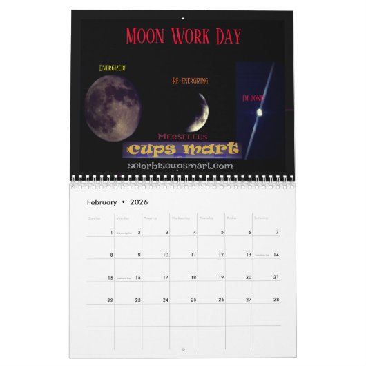 2026 Sciorbis 12 maanden Warped Moon Kalender (Feb 2026)
