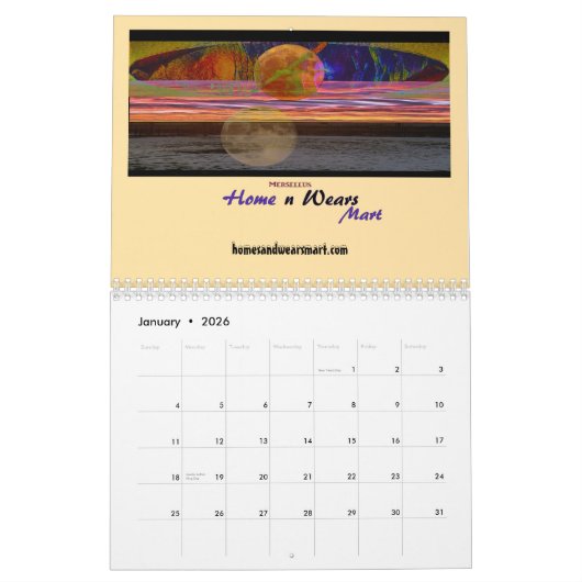 2026 Sciorbis 12 maanden Warped Moon Kalender (Jan 2026)