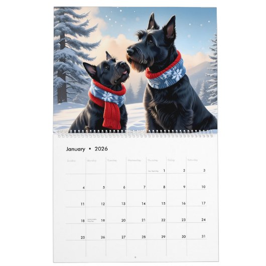 2026 SCOTTISH TERRIER CALENDAR KALENDER (Jan 2026)