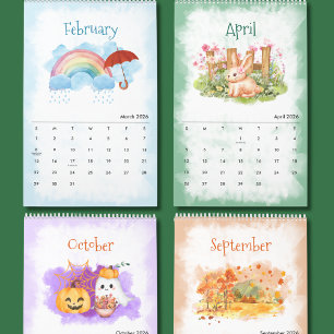 2026 Seizoenen Waterverf Kalender