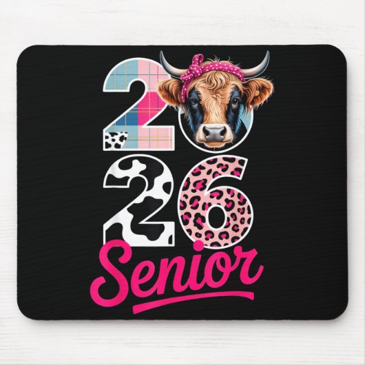 2026 Senior Cow Lovers Graduation Funny Cl Shirt F Muismat (Voorkant)