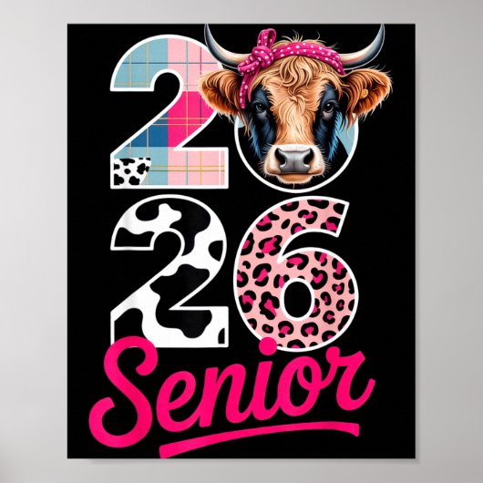 2026 Senior Cow Lovers Graduation Funny Cl Shirt F Poster (Voorkant)