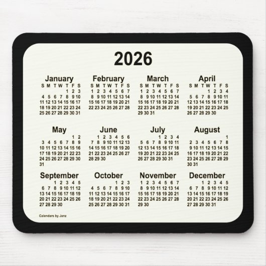 2026 Sepia over de zwarte agenda van Janz Two Tone Muismat (Voorkant)