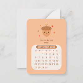 2026 September Maand Kawaii Motivatiekalender Notitiekaartje