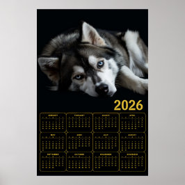 2026 Siberische Husky-kalender Poster