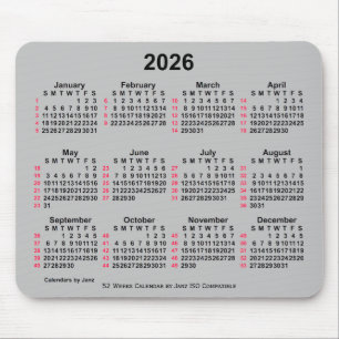 2026 Silver 52 weken ISO-kalender door Janz Muismat