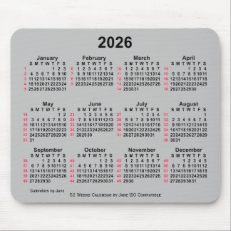 2026 Silver 52 weken ISO-kalender door Janz Muismat