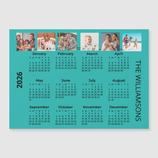 2026 Six Photos Colorful Calendar Magnet  (Voorkant)