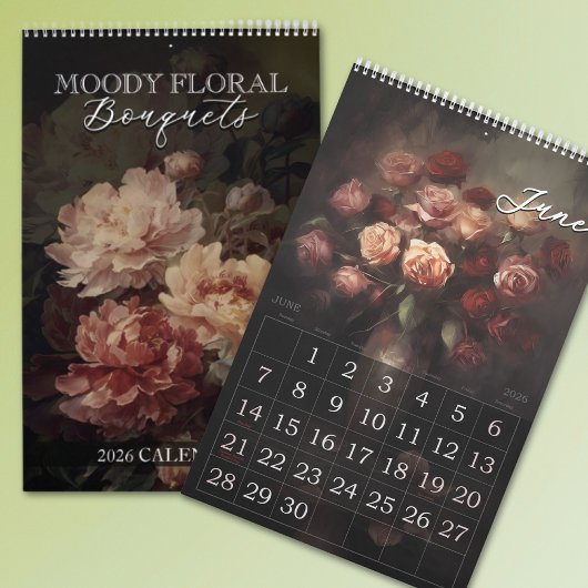 2026 sombere bloemboeketten kalender
