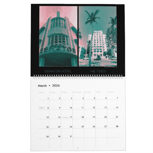 2026 South Beach Tropische Art Deco Kalender (Mar 2026)