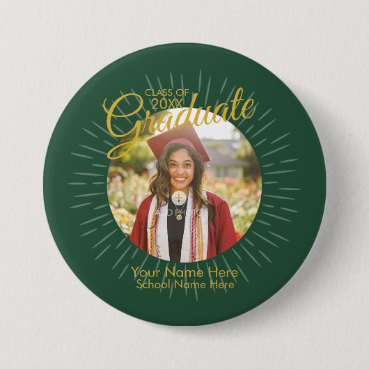 2026 Star Graduate Knop (groen) Ronde Button 7,6 Cm (Voorkant)