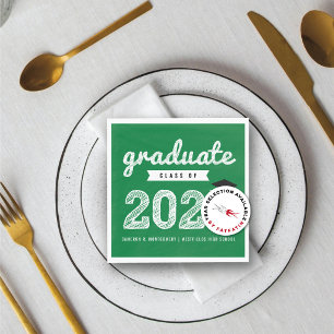 2026 Stout Schets Groene Moderne Afstudeerfeestje Servet