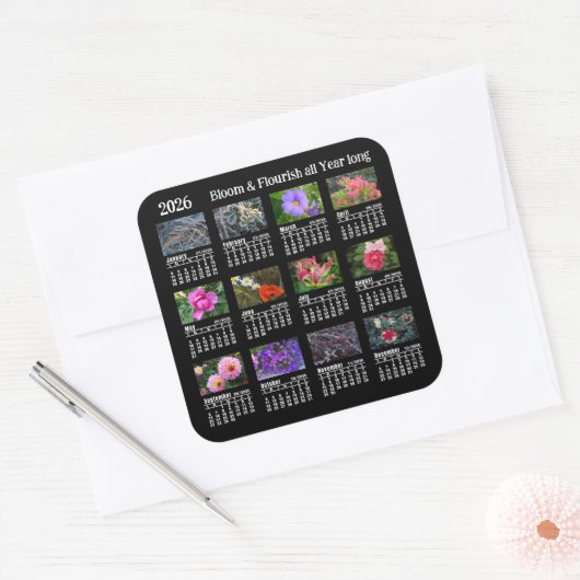 2026 SU Calendar Flower black Custom Vinyl Sticker (Envelop)