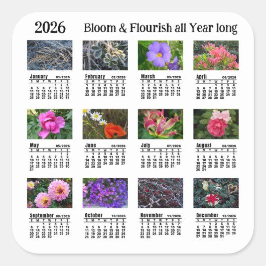 2026 SU Calendar Flower Custom-Cut Vinyl Sticker (Voorkant)