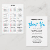 2026 Sunday Calendar Thank You Purchase Visitekaartje (Voorkant / Achterkant)