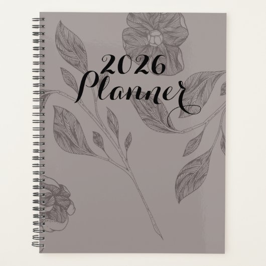 2026 Taupe Bloemen Planner (Voorkant)