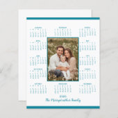2026 Teal Blue Photo Calendar Holiday Card (Voorkant / Achterkant)