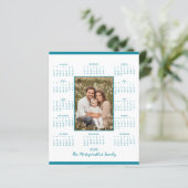 2026 Teal Blue Photo Calendar Holiday Card (Staand voorkant)