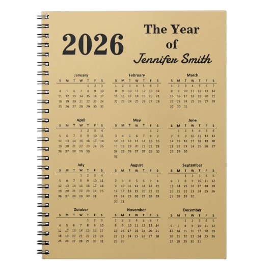 2026 The Year of [Your Name} Personalized Notebook Notitieboek (Voorkant)