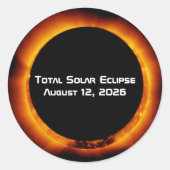 2026 Total Solar Eclipse Ronde Sticker (Voorkant)