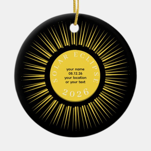 2026 Total solar eclipse your text personalized Keramisch Ornament (Voorkant)