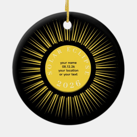 2026 Total solar eclipse your text personalized Keramisch Ornament (Achterkant)
