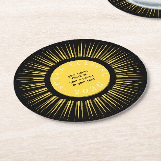 2026 Total solar eclipse your text personalized Ronde Kartonnen Onderzetter (Gebogen)