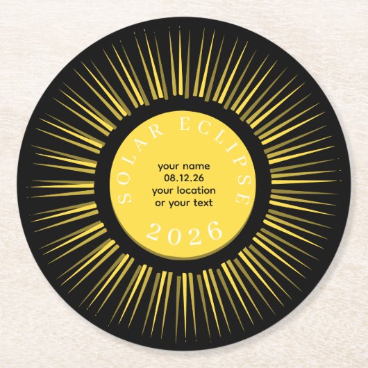 2026 Total solar eclipse your text personalized Ronde Kartonnen Onderzetter (Voorkant)