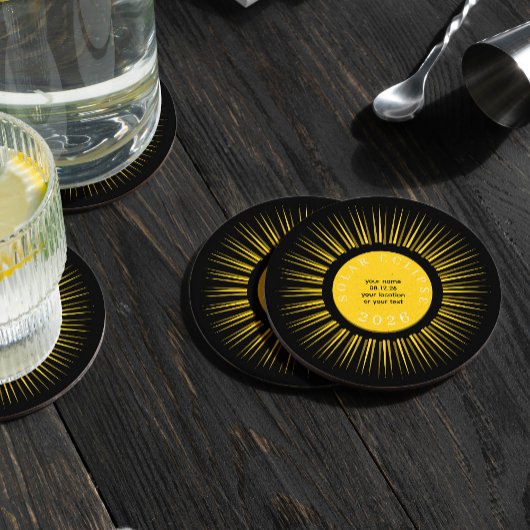 2026 Total solar eclipse your text personalized Ronde Kartonnen Onderzetter