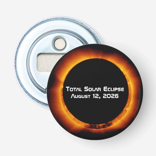 2026 Totale Zonsverduistering Button Flesopener (Voorkant)