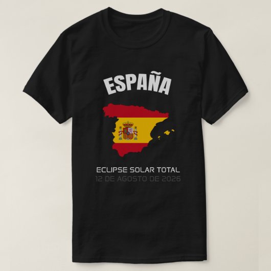 2026 Totale Zonsverduistering España Vlag T-shirt (Design voorkant)