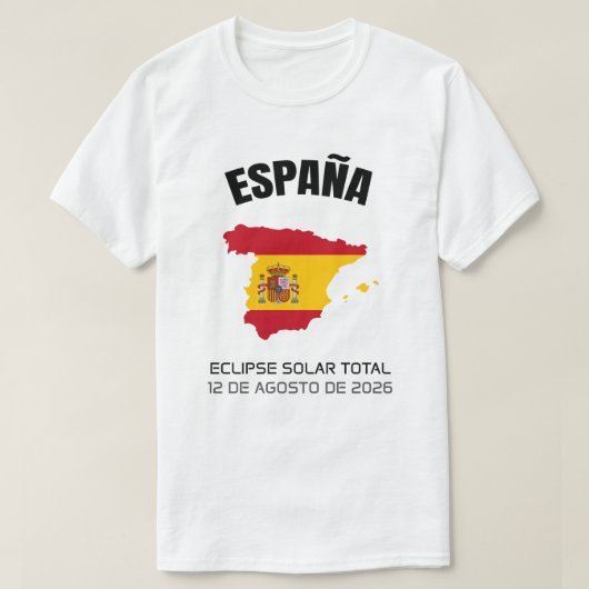 2026 Totale Zonsverduistering España Vlag T-shirt (Design voorkant)