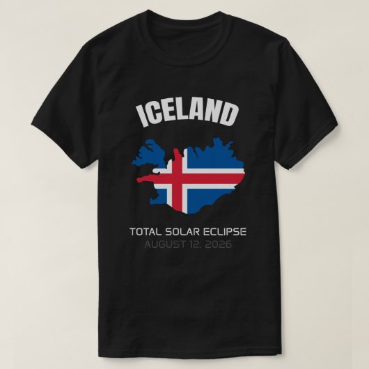 2026 Totale Zonsverduistering IJsland Vlag T-shirt (Design voorkant)